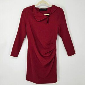 Roland Mouret Red Sheath Dress Cocktail Ruched Side Valentine's Day Women's Sz 6